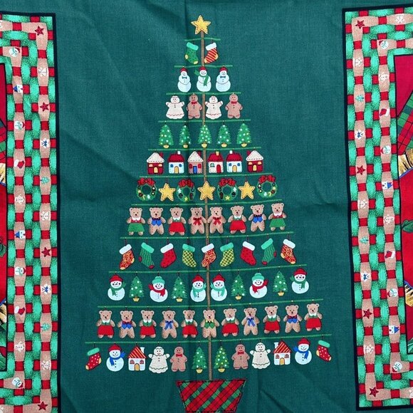 Springs Industries Christmas Bears Pillow Panel Fabric Red Green Gingerbread - Picture 4 of 9